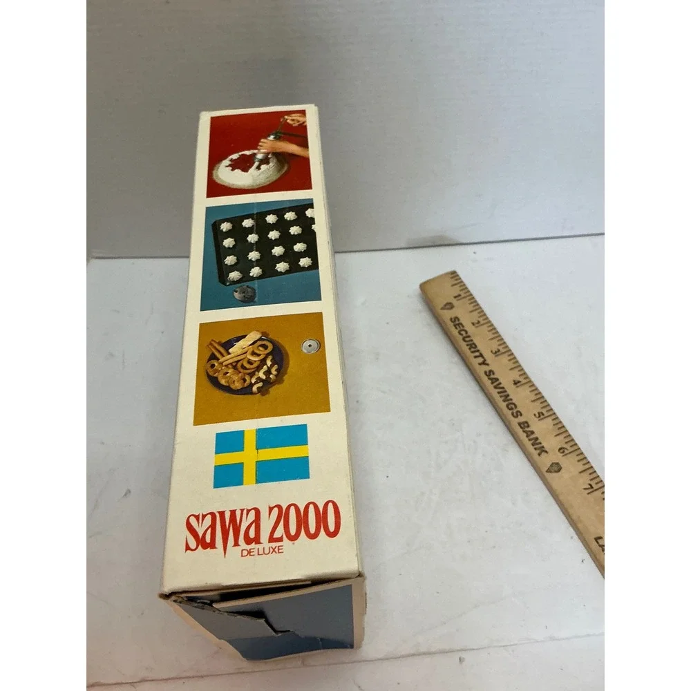 Sawa Vintage Cookie Press 2000 De Luxe Made in Sweden Gold Metal Kitchen Tool